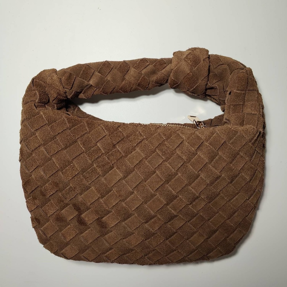 small suede knotted brown handbag - NWOT